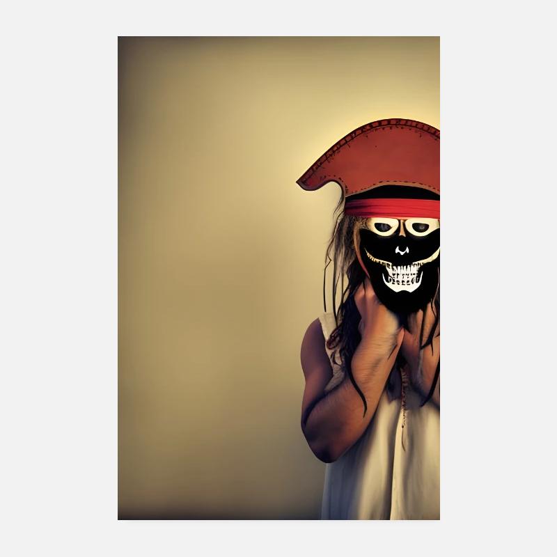 Pirate with red hat Poster 8" x 12" (20x30 cm)