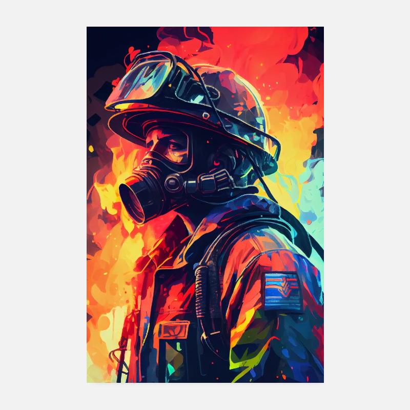 Feuerwehrmann Colorful Poster 20x30 cm