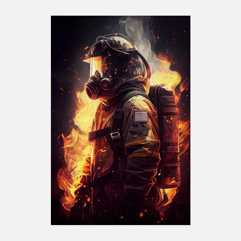 Pompier Pompiers - Poster 20 x 30 cm - blanc