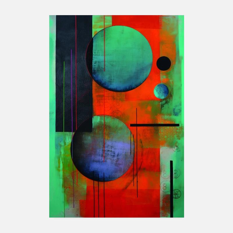 Bunte Abstrakte Kunst - Kreise - Meisterwerk Poster 20x30 cm
