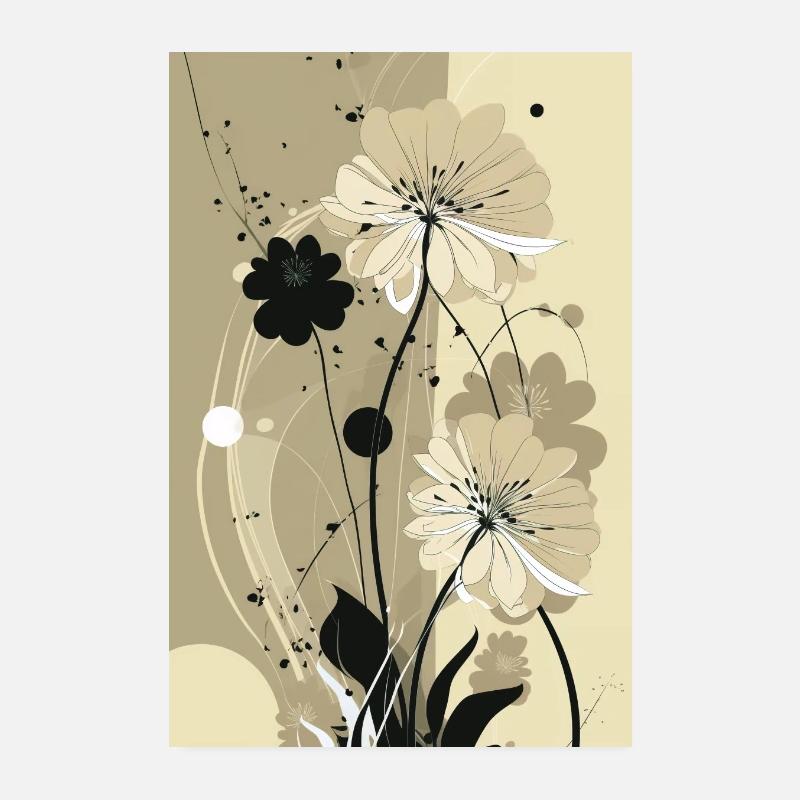 Brown and Black Flora Abstract Illustration Poster 8" x 12" (20x30 cm)