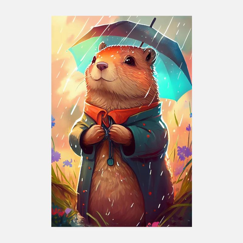 Murmeltier Nagetier Erdhörnchen Marmot Animal Poster 20x30 cm