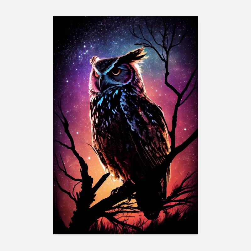 Chouette Oiseau Animal Hiboux Nuit Poster 20 x 30 cm