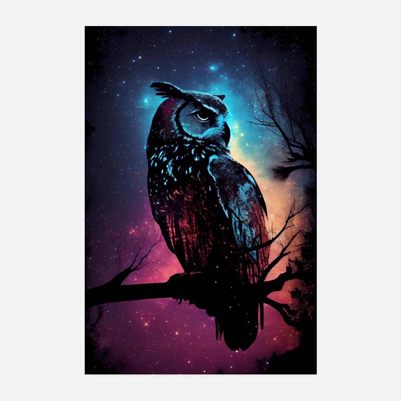 Owl Bird Animal Owls Galaxy Poster 20 x 30 cm