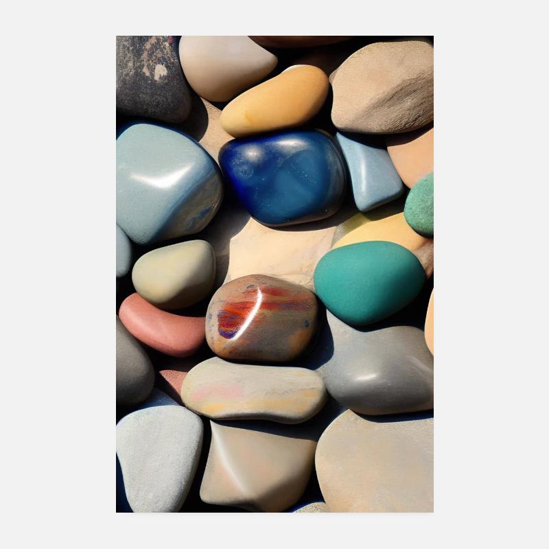 Bunte steine - Poster 20x30 cm - Weiß