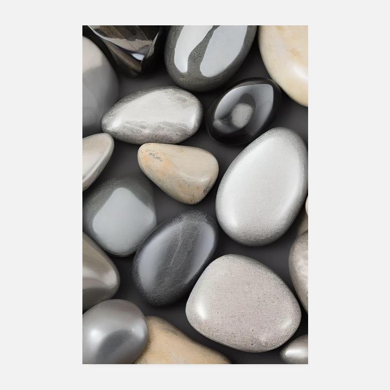 Silber Steine - Poster 20x30 cm - Weiß