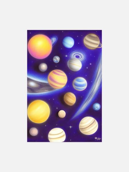 Espace et planètes - Poster 20 x 30 cm - blanc - Devant