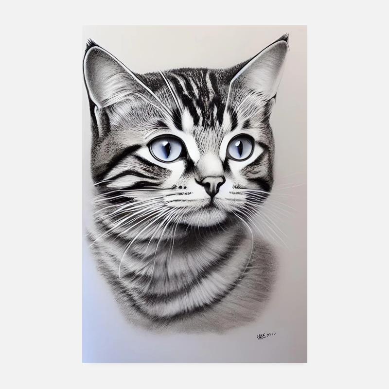Chat - Poster 20 x 30 cm - blanc