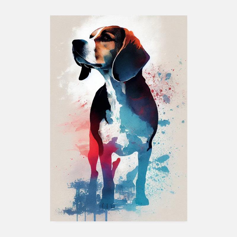 Beagle Dog Watercolors Poster 8" x 12" (20x30 cm)