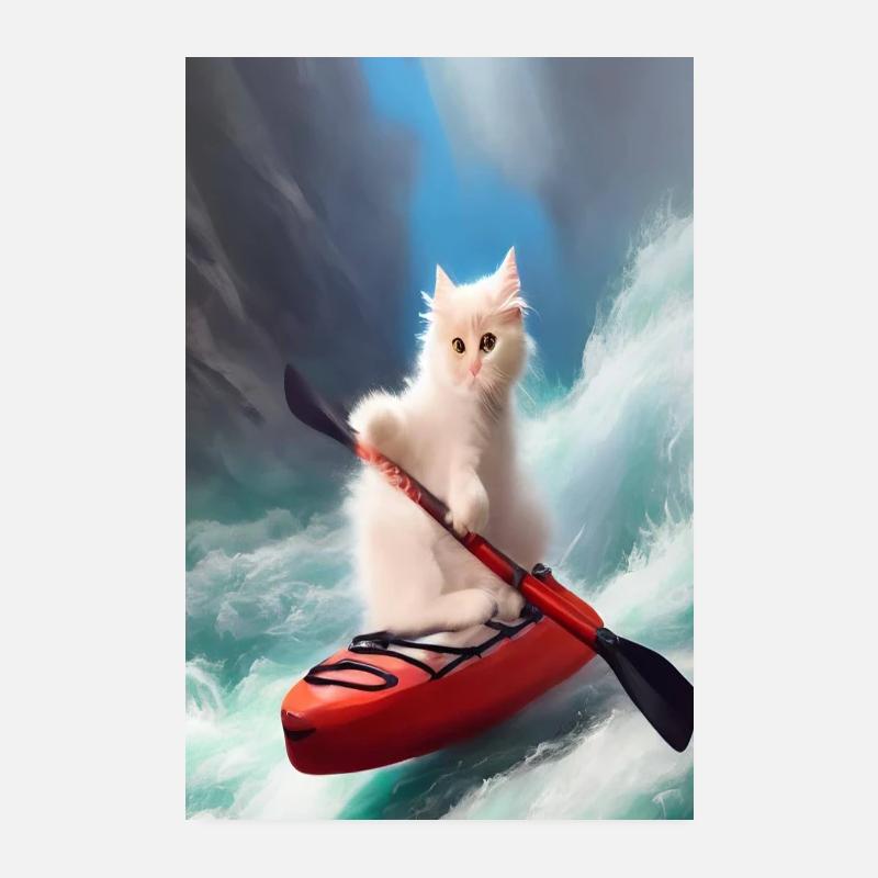 Chat - Poster 20 x 30 cm - blanc