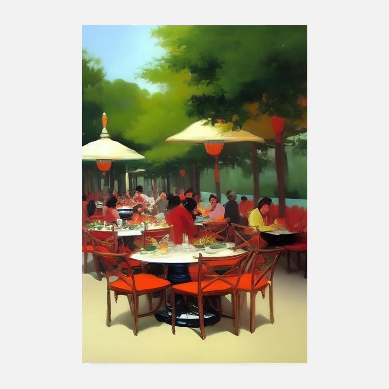 Udendørs asiatisk Cafe Poster 20x30 cm