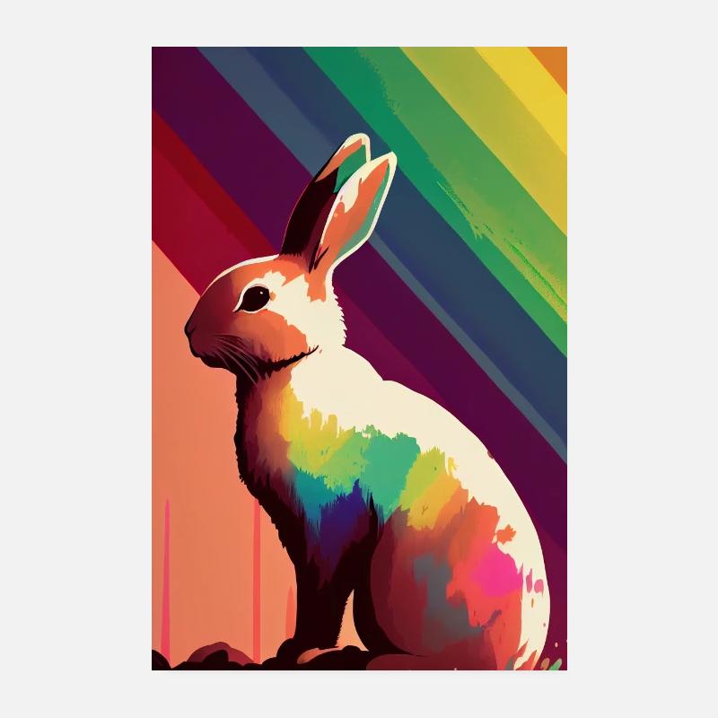 Lapin Lapin Animal Lapins De Compagnie Coloré Poster 20 x 30 cm