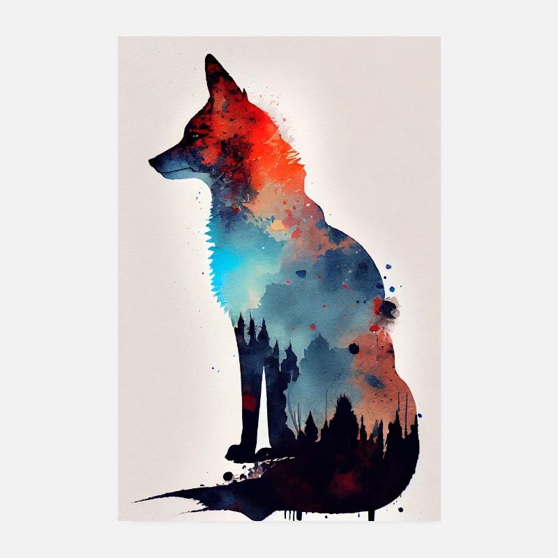 Fuchs Füchse Tier Silhouette Poster 20x30 cm