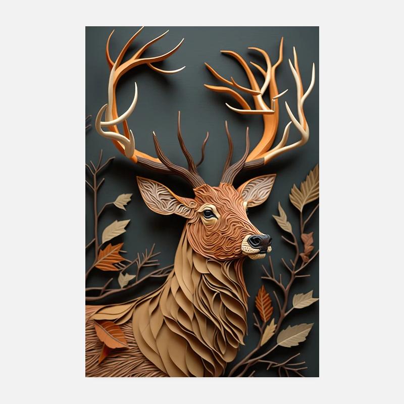 Hirsch - Paper Quilling Poster 20x30 cm