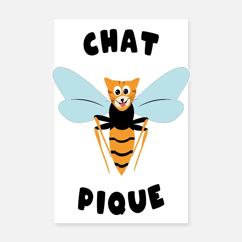 "Roupette le chat" . Chat pique guêpe Poster 20 x 30 cm