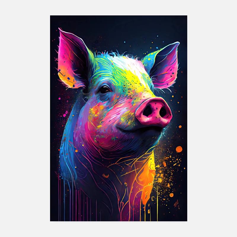 Le cochon mignon - Poster 20 x 30 cm - blanc