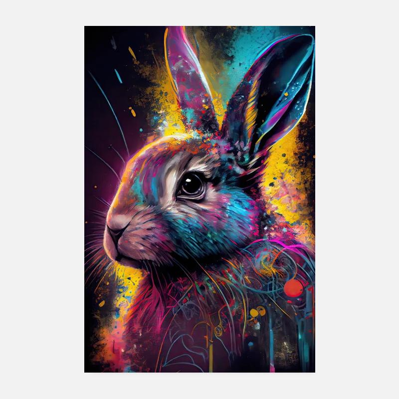 Colorful cute Rabbit - Poster 8" x 12" (20x30 cm) - white