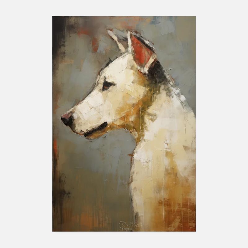 Impressionistisch abstrakt gemaltes Hundeportrait Poster 20x30 cm