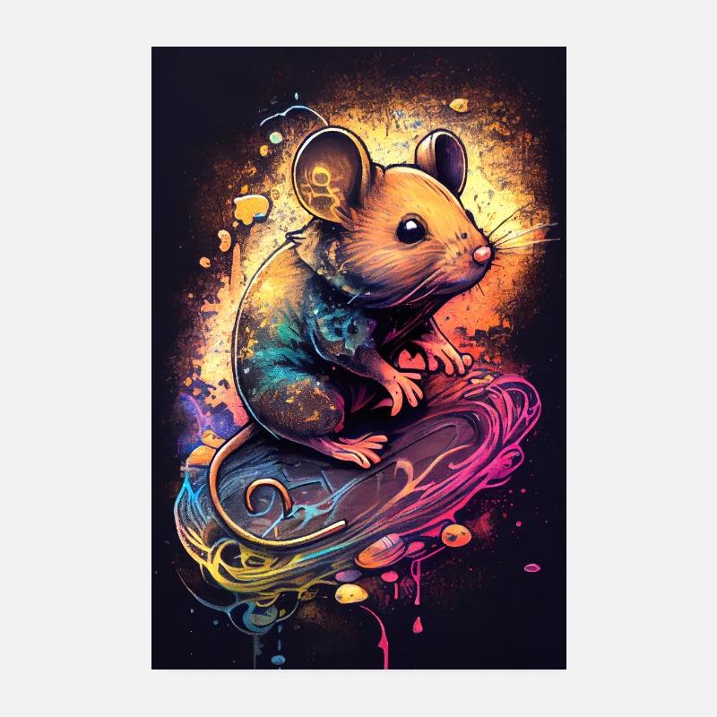 farbige Graffity Comic Maus Poster 20x30 cm