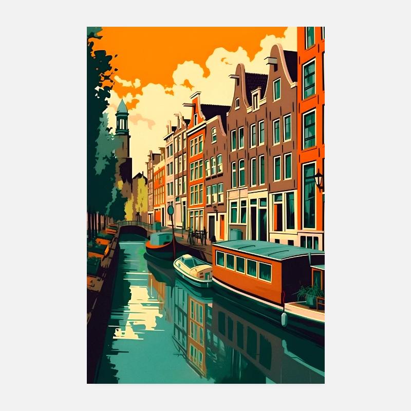 Affiche de voyage minimaliste d’Amsterdam Poster 20 x 30 cm