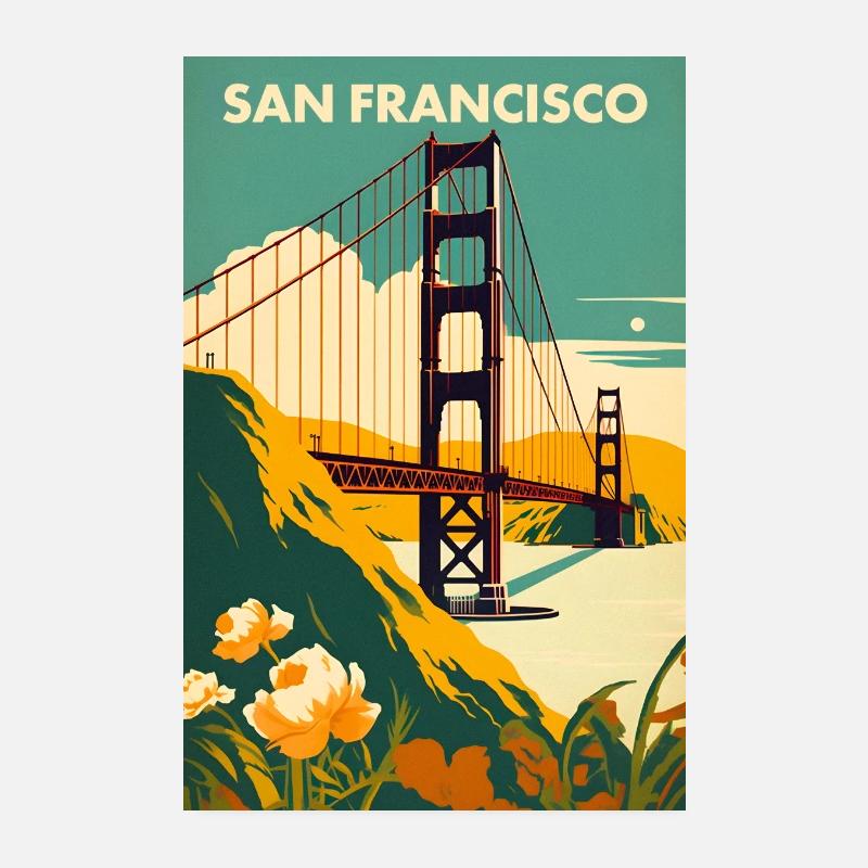 Art de voyage à San Francisco Poster 20 x 30 cm