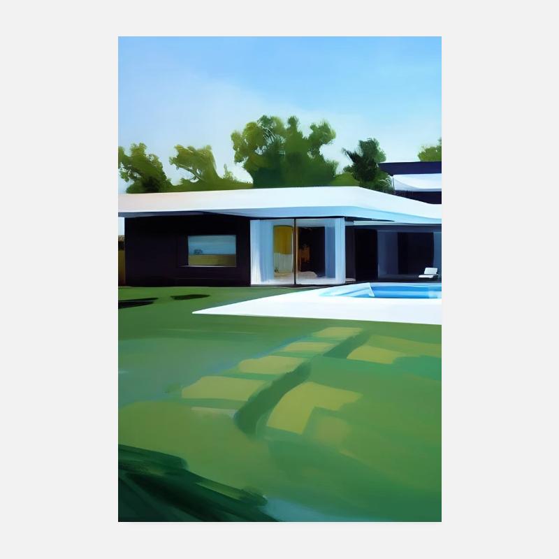 White villa with pool Poster 8" x 12" (20x30 cm)