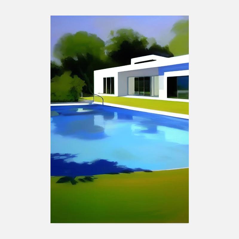 Villa blanche avec piscine Poster 20 x 30 cm