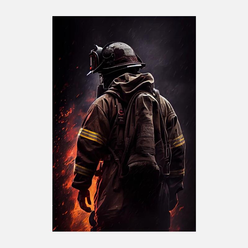 Feuerwehrmann Black Poster 20x30 cm