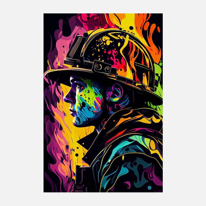 Feuerwehrmann Colorful Poster 20x30 cm