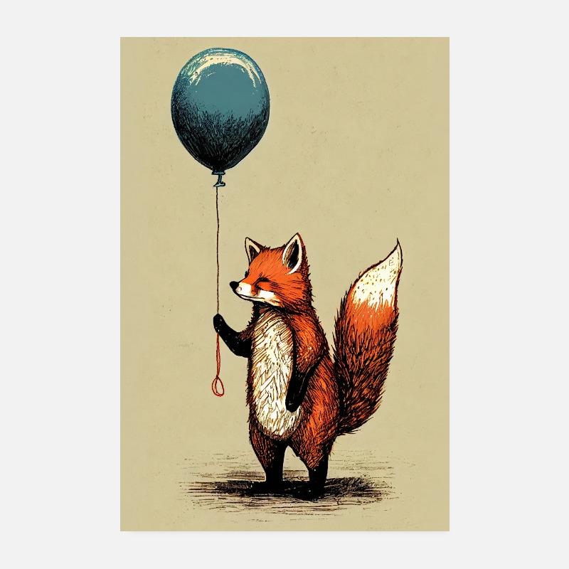 Fox Fox Animal Balloon Animal Poster 8" x 12" (20x30 cm)