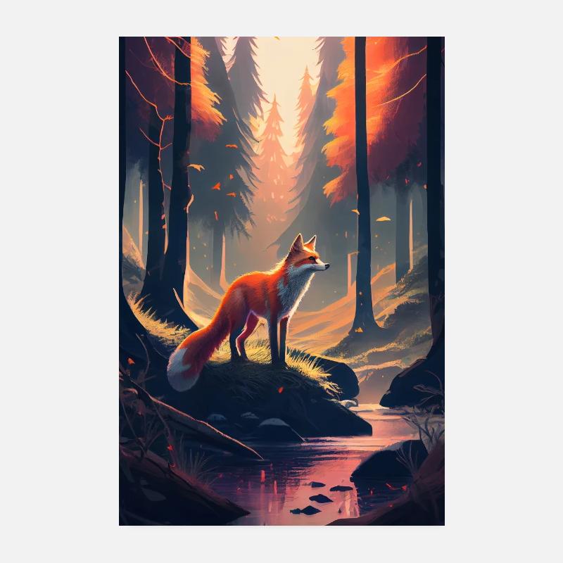 Fox Foxes Animal Forest Animal Poster 8" x 12" (20x30 cm)