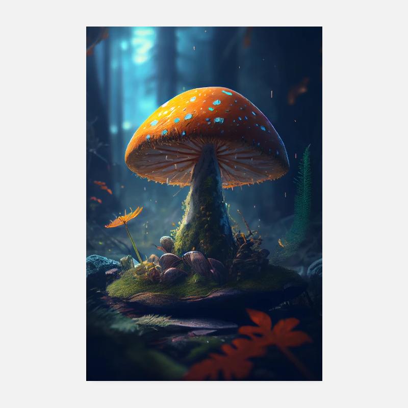 Mushroom Forest Poster 20x30 cm