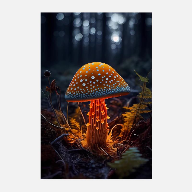 Mushroom Glowing Poster 20x30 cm