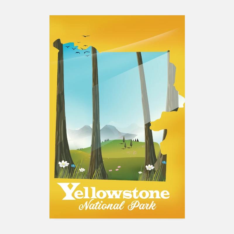 Carte du parc national de Yellowstone affiche de voyage Poster 20 x 30 cm
