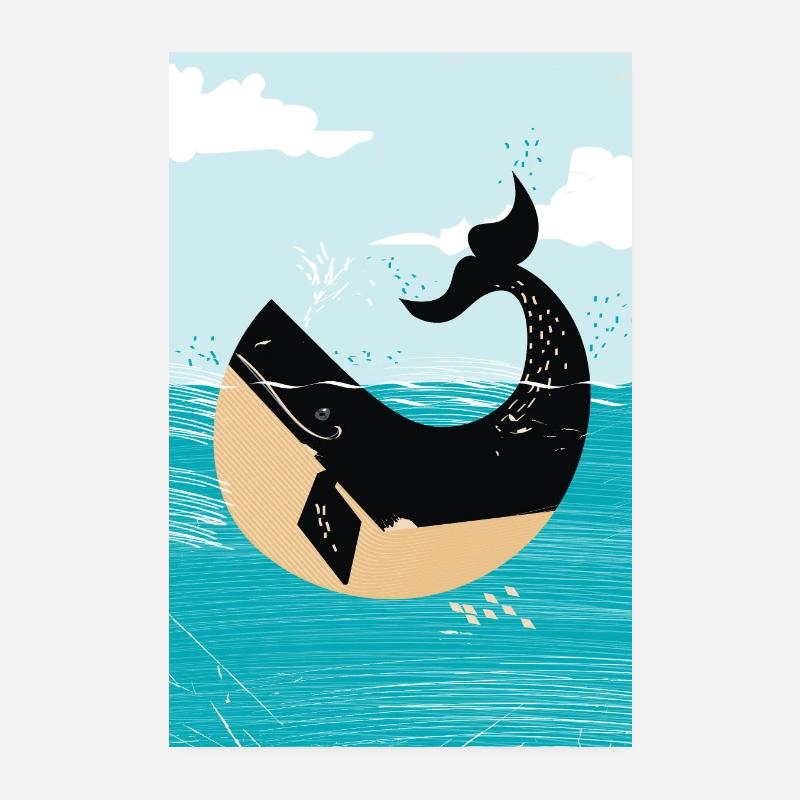 Niedlicher Cartoon-Wal Poster 20x30 cm