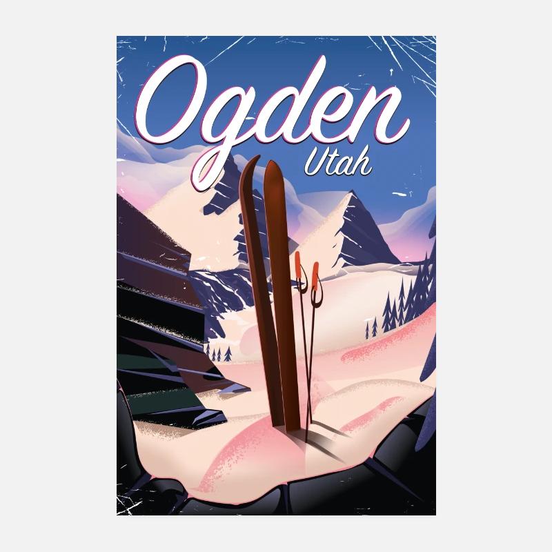 Ogden Utah Ski Poster - Poster 20x30 cm - Weiß