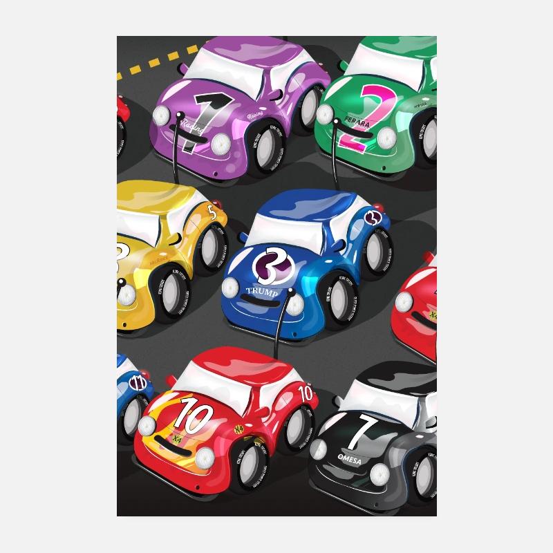 Voitures de course radiocommandées mignonnes Poster 20 x 30 cm