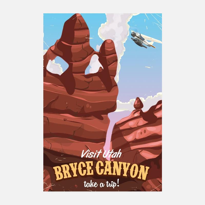 Bryce Canyon Utah Reiseplakat - Poster 20x30 cm - Weiß