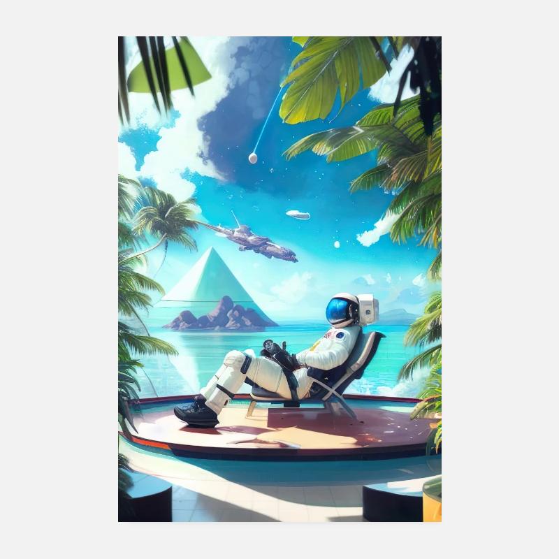 Astronaut im Paradies Poster 20x30 cm