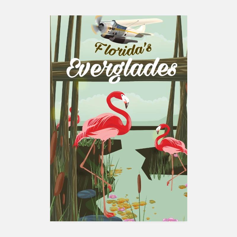 Affiche de voyage Florda dans les Everglades - Poster 20 x 30 cm - blanc