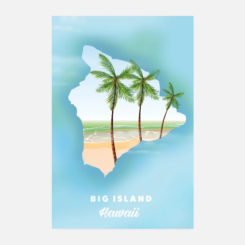 Grande île d’Hawaï - Poster 20 x 30 cm - blanc