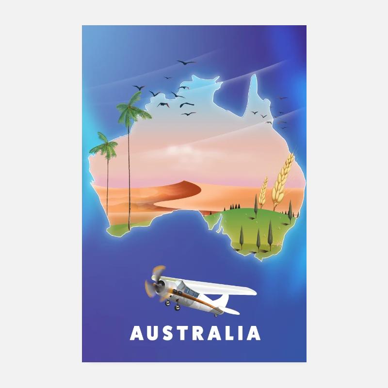 Carte de voyage Australie Poster 20 x 30 cm