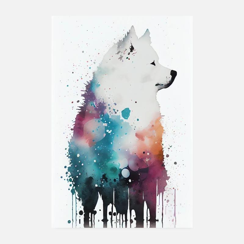 Samojede Colorful Abstract Poster 20x30 cm