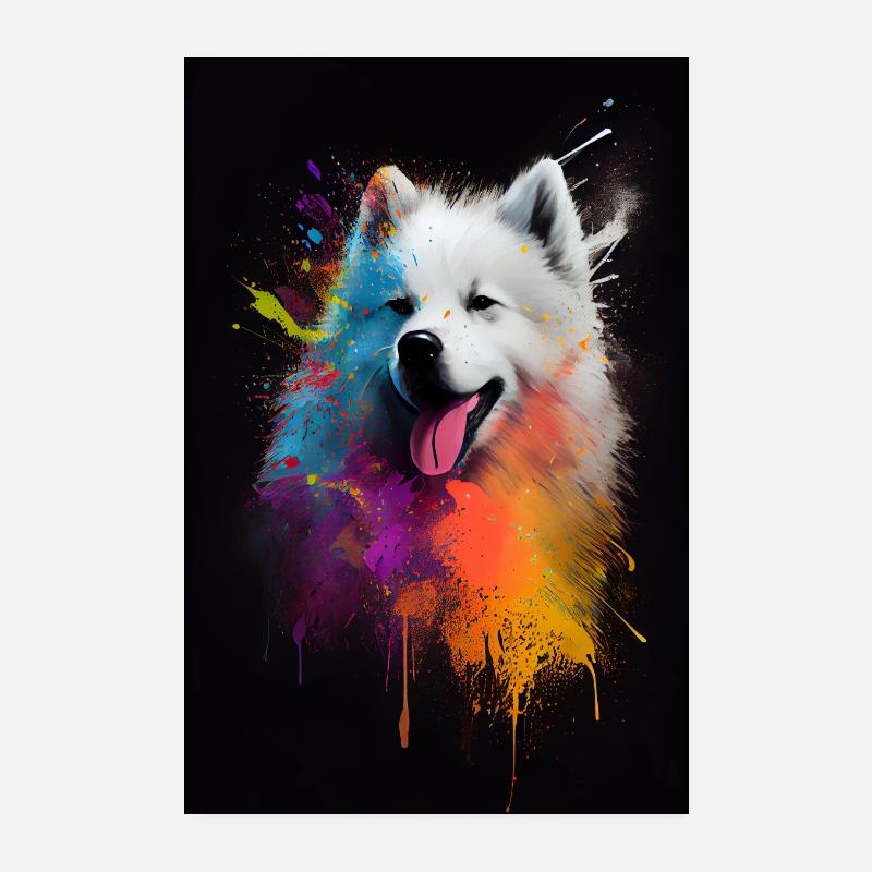 Samojede Colorful Abstract Poster 20x30 cm