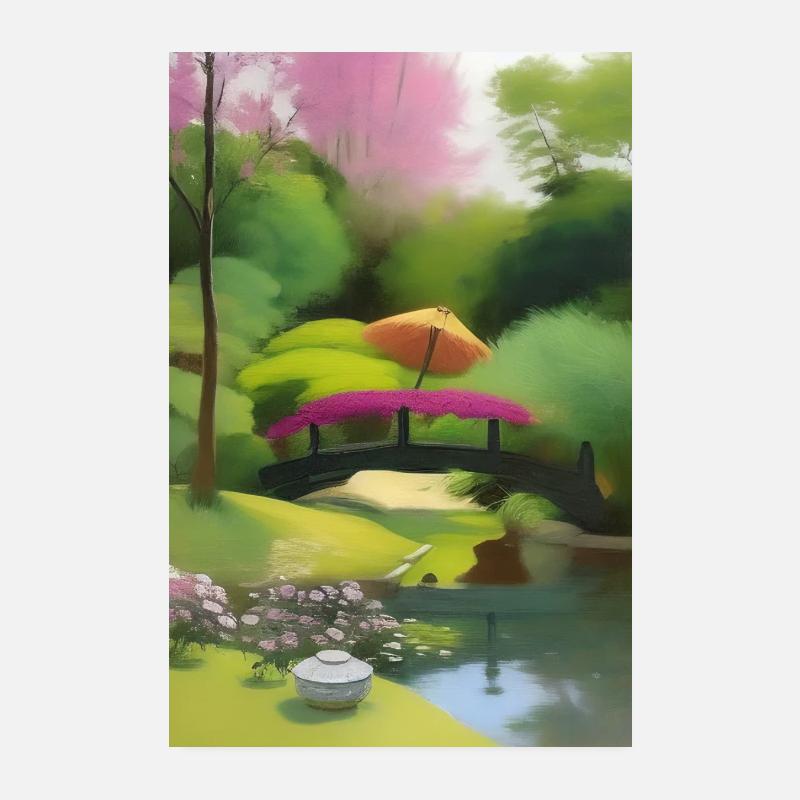 Jardin zen chinois Poster 20 x 30 cm