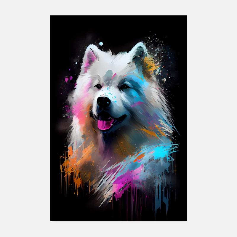 Samojede Colorful Abstract Poster 20x30 cm