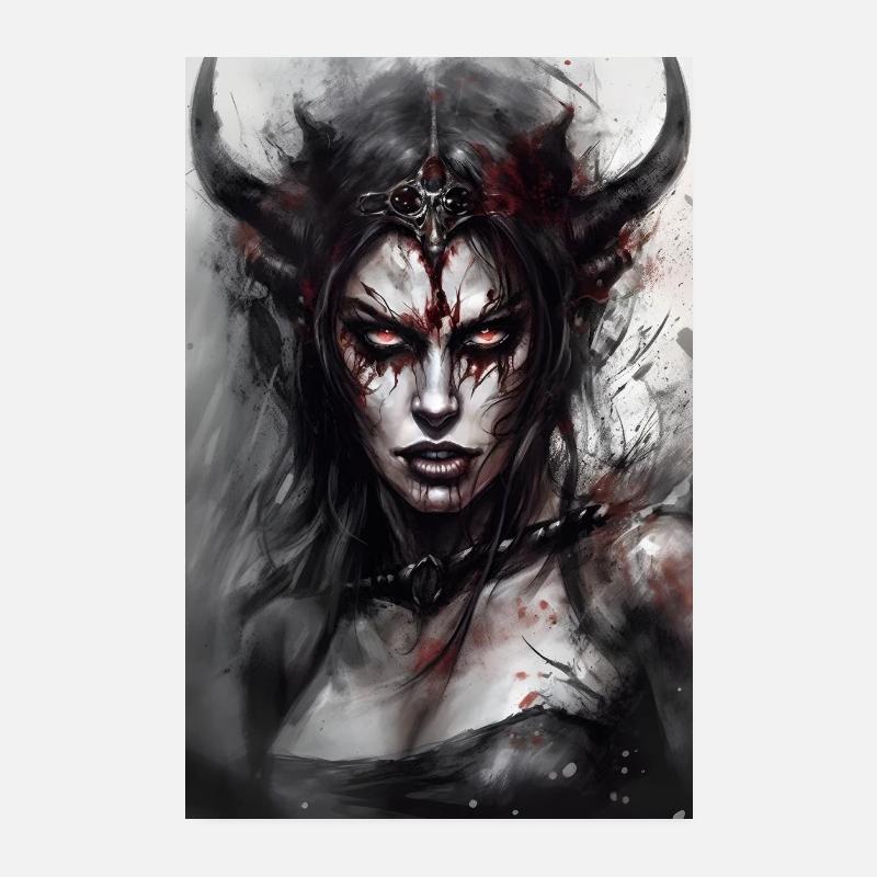 Weiblicher Dämon Dämonin Dämonisch Satan Poster 20x30 cm