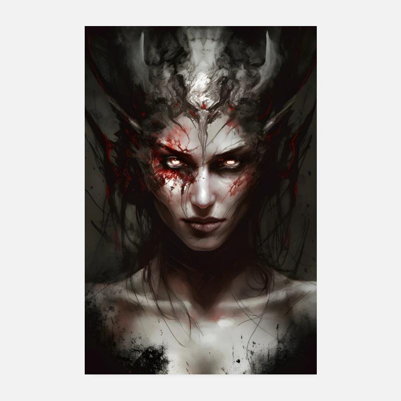 Weiblicher Dämon Dämonin Dämonisch Satan Poster 20x30 cm