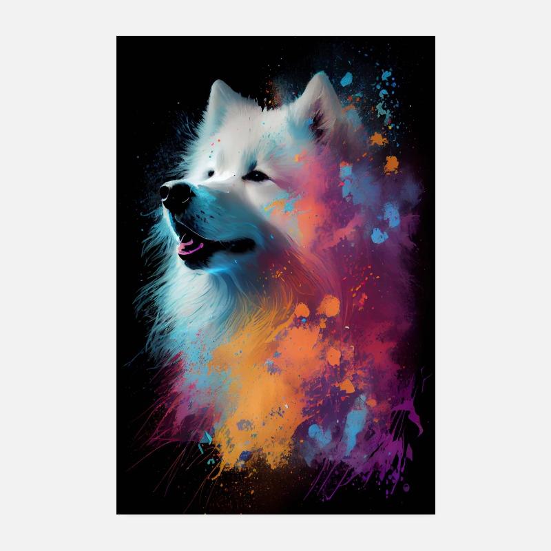 Samojede Colorful Abstract Poster 20x30 cm