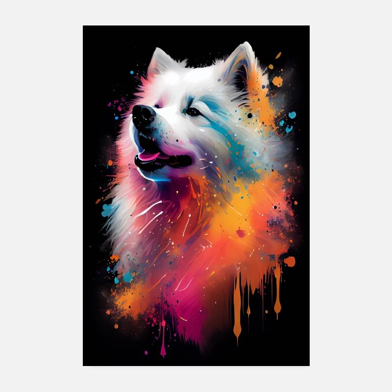 Samojede Colorful Abstract Poster 20x30 cm